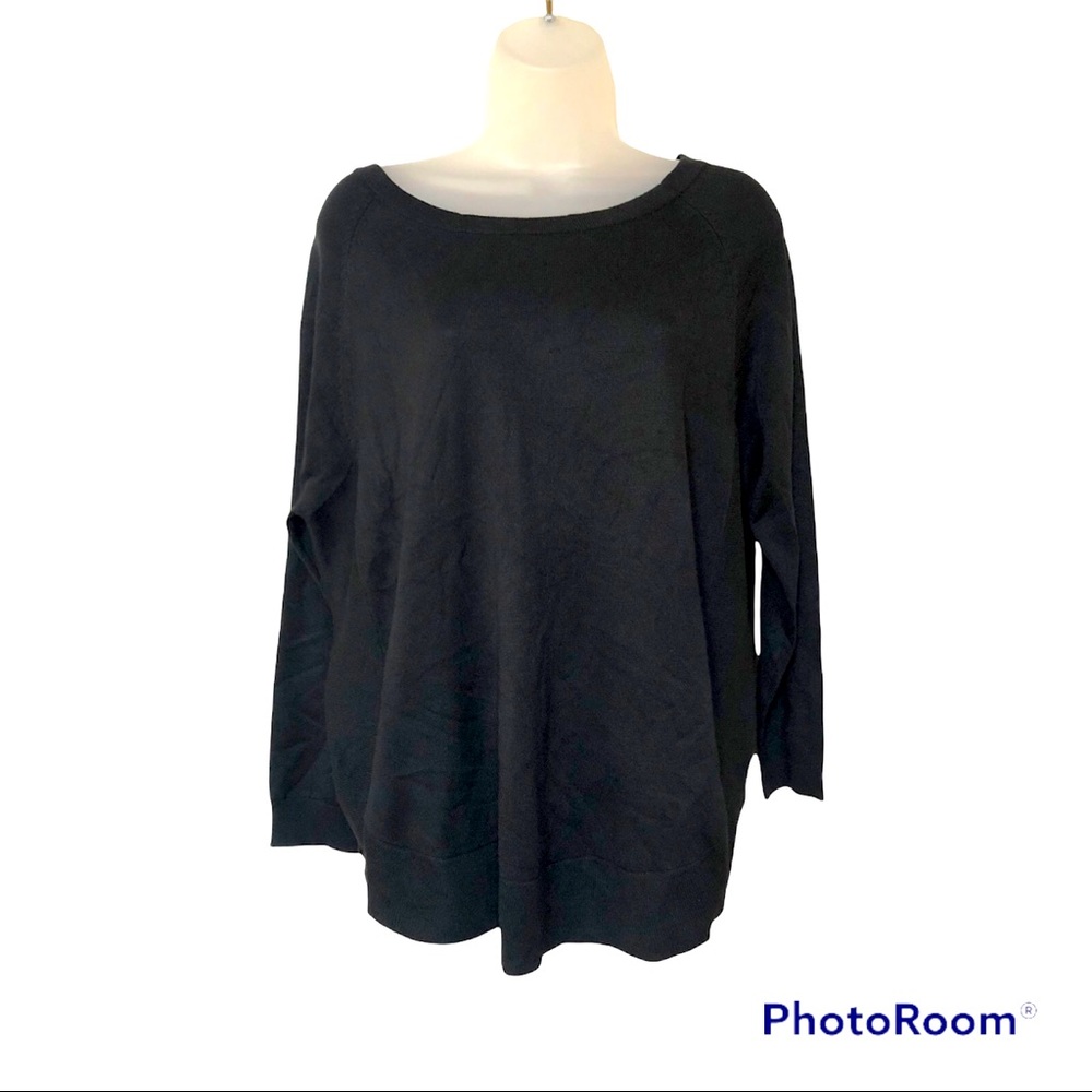 Anna Rose Rayon Black 3/4 Sleeve Sweater Top NWT - Size Large